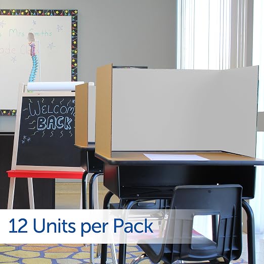 Flipside Products 18”x 48” White Study Carrels, Privacy Boards, Student Privacy and Focus Booth for The Classroom, Desk Divider Cubby for Tests, Made in USA - 12 Pack - Image 2
