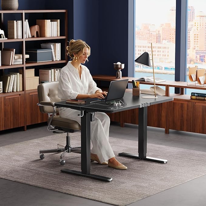 Huuger Electric Standing Desk with Power Outlets and USB-C Port, 39 X 24 Inch Height Adjustable Desk, Sit Stand Desk for Home Office, Computer & Gaming Desk with 4 Presets, Stable Steel Frame, Black - Image 8
