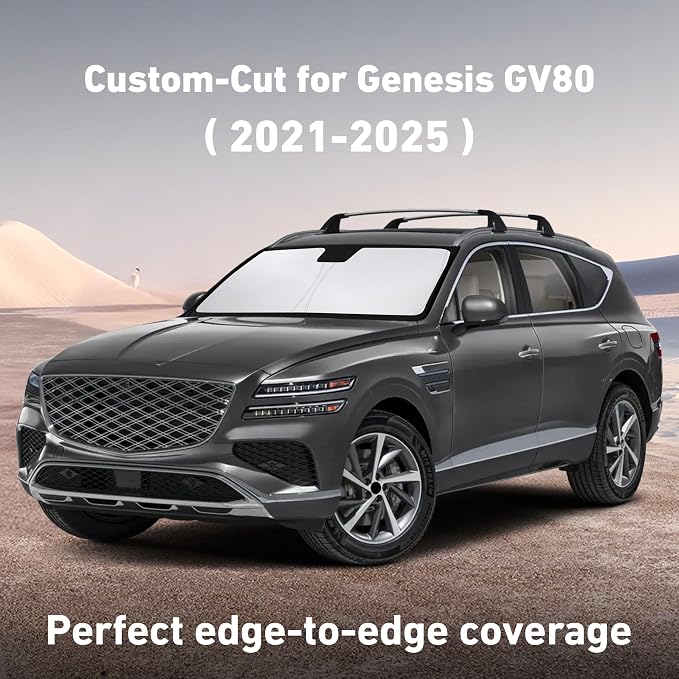 EcoNour Windshield Sunshade Compatible for Genesis GV80 2021-2023 2024 2025, Sun Visor for Front Windshield & Window Sun Shade Cover, UV Heat Blocker & Protector, Car Accessories - Image 2