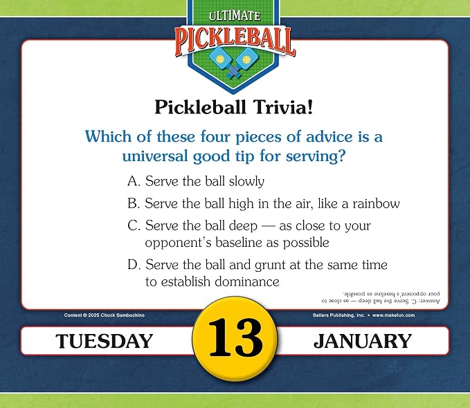 Ultimate Pickleball 2026 Daily Desk Calendar: Boxed Page-a-Day Sports Trivia Calendar with Day-to-Day Tips, Techniques & Fun Facts for Pickleball Players - Image 5
