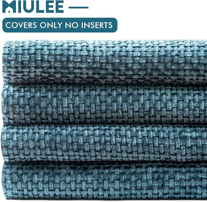 MIULEE Pack of 4 Couch Throw Pillow Covers 20x20 Inch Smoke Blue Soft Decorative Chenille Pillow Covers Farmhouse Accent Cushion Covers for Boho Spring Home Decor Sofa Bedroom Living Room - Image 6