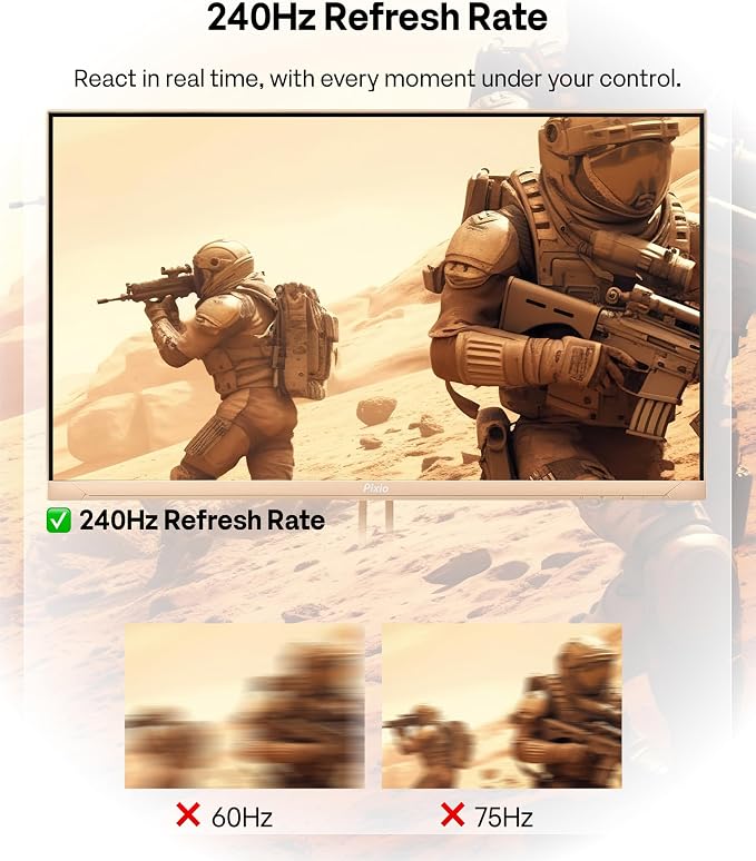 Pixio PX249 Wave Beige 24 inch 240Hz Refresh Rate FHD 1080p Resolution Fast IPS Panel 1ms GTG Response Time Built-in Speakers Gaming Monitor with Adaptive Sync - Image 3