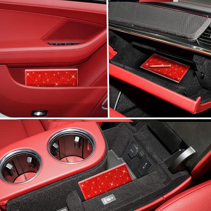 TOURSUIT Car Registration & Insurance Card Holder, Glitter Red | Vehicle License Document Organizer, Glove Box Compartment, Interior Car Accessories, For Women Men - Image 7