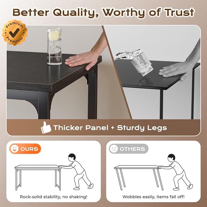 Huuger 71 x 31.5 Inch Desk with Power Outlets & USB-C, 0.95 Inch Thicker Desktop, Robust Metal Tubes, Deep Computer Desk, Heavy Duty Office Desk, Work Desk for Home Office, Black - Image 3