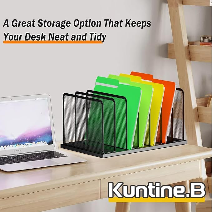 Kuntine.B 7-Section Upright Desk File Organizer Black 2 Pack | Vertical, Mesh, Metal, Assembly, Stability, Sturdiness, Organization, Standing - Image 5