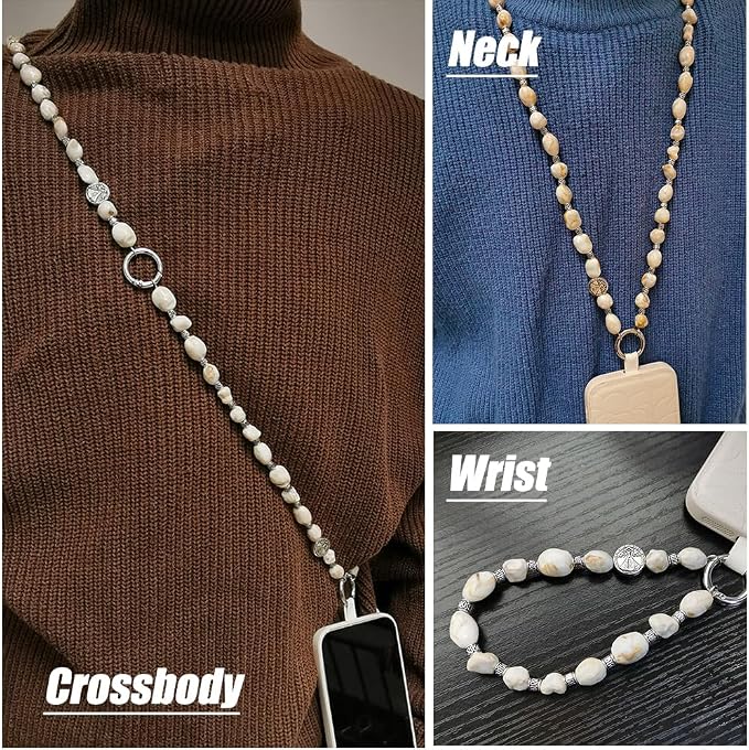 Phone Crossbody Strap, 2in1 Wrist Charm&Shoulder Lanyard,3Ways Usage free to Assembly and Disassembly Phone Strap with Tether Patches for Most Phones Bag Purse (L) - Image 4