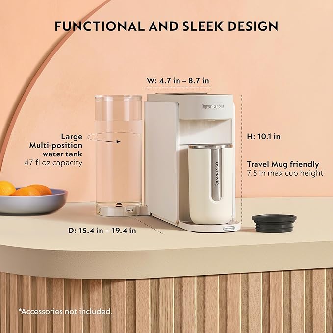 Nespresso Vertuo Up Coffee Machine with Milk Frother, White | Coffee and espresso maker by De'Longhi with 3 second start and iced mode. Aeroccino3 bundle for hot or cold milk foam. - Image 2