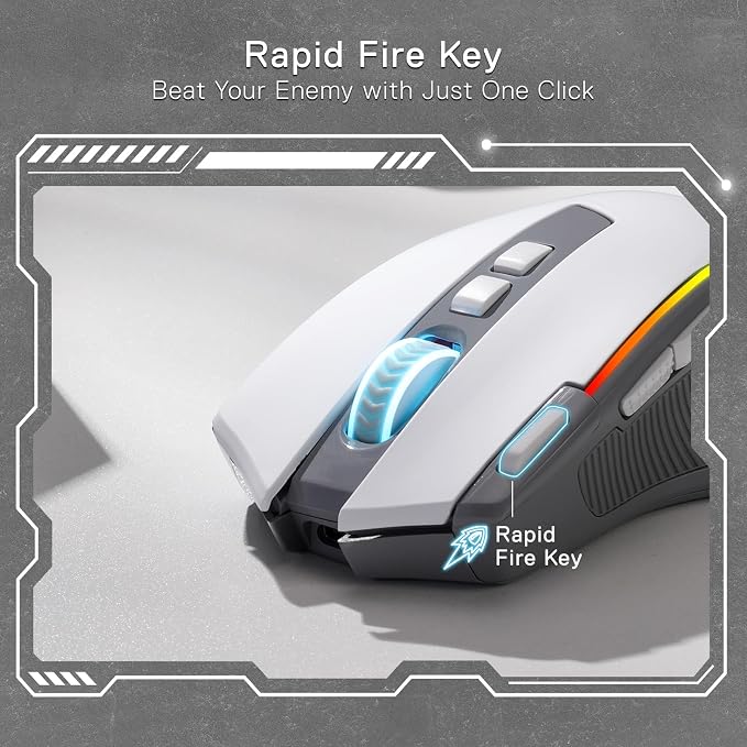 Redragon M612 Wireless RGB Optical Gaming Mouse 8000 DPI Remapping Keys | Cable-Free 0 Delay, Redefine Keybinding Macro, Vibing Backlight, Ergonomic Grip Body Comfort - Image 6