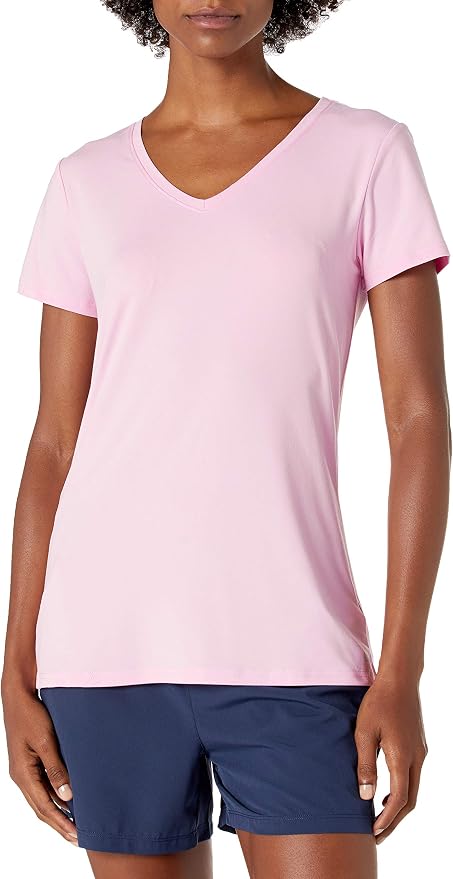 Amazon Essentials Women's Active Quick Dry Tech Stretch Short-Sleeve V-Neck T-Shirt (Available in Plus Size), Pack of 2 - Image 3