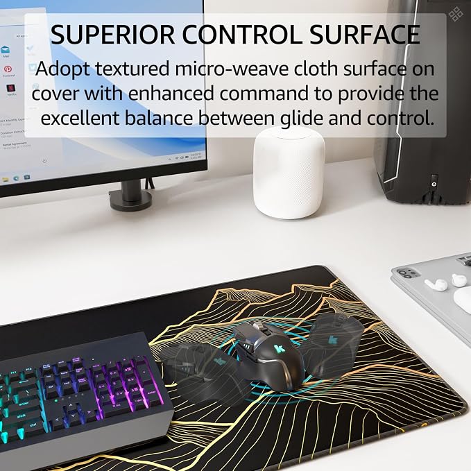 KTRIO Large Gaming Mouse Pad, Desk Mat, 31.5 x 11.8 in, Bright Rise, XL | Smooth Micro-Weave Surface, Artistic Pattern Design, Non-Slip Rubber Base, Durable Stitched Edges, Office & Home Use - Image 2