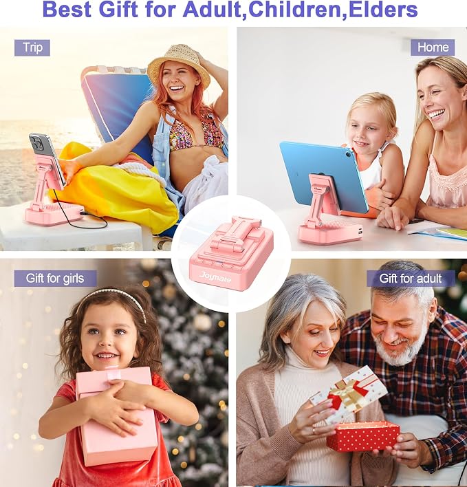 Gifts for Women Girls, Phone Stand with Bluetooth Speaker and Charging Function 360° Rotable Angle Adjustable Cell Phone Holder with HD Stereo Sound Fits All Phones,Tablet (Pink) - Image 6