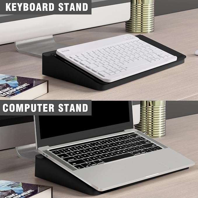 SELEAD Desktop Glass Whiteboard with Storage, Small Dry Erase White Board Computer Pad Keyboard Stand for Home, School, Office Desk Accessories - Black - Image 6
