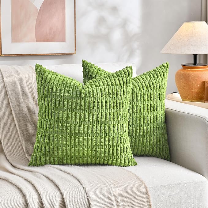 Fancy Homi 4 Packs Decorative Throw Pillow Covers for Living Room Couch Bed, Modern Farmhouse Boho Home Décor Accent Cushion Case, 16" x 16", Lime Green - Image 5