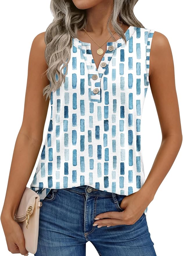 Zeagoo Womens Tank Tops Summer Sleeveless Tops Loose Button Henley Shirts Crew Neck Dress Casual 2026 Clothes - Image 6
