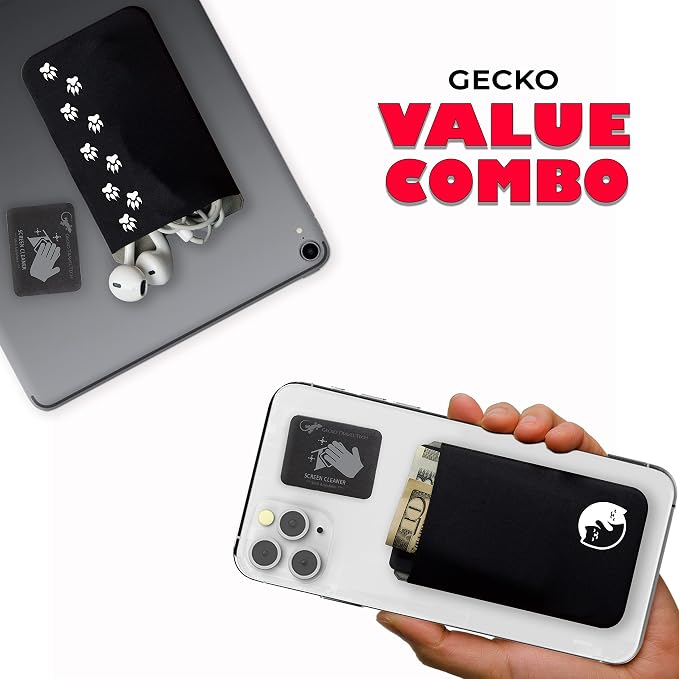 Phone Wallet - Adhesive Card Holder - Cell Phone Pouch - Stick on Lycra Pocket by Gecko - Carry Credit Cards and Cash - Image 2