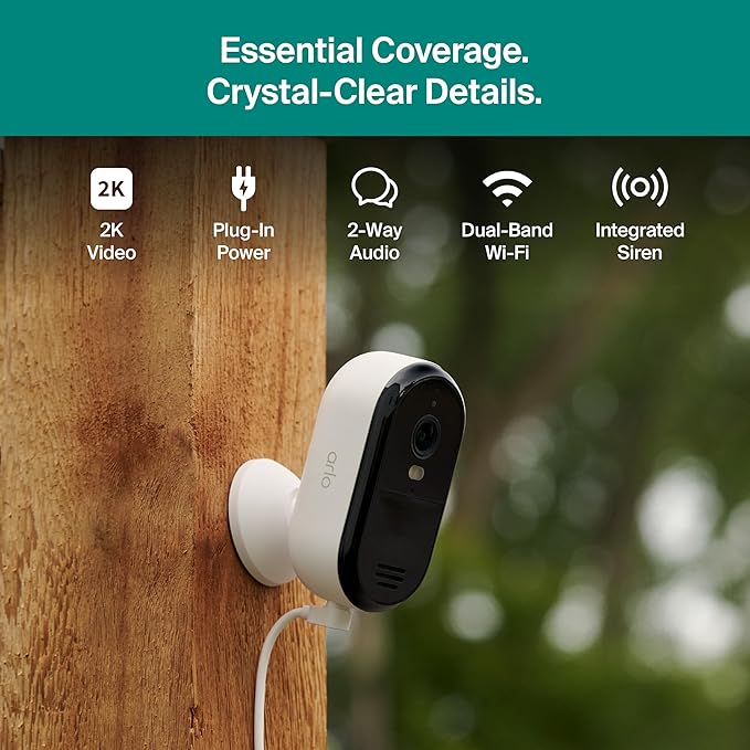 Arlo Essential Security Camera 2K (2025 Release) + 6 Months of Secure Plus Plan - Continuous Wired Plug-in Power Outdoor Camera, Person Recognition, Package Detection, Animated Preview, 2 Cam, Black - Image 5