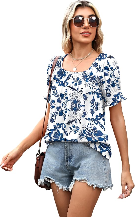 WIHOLL Womens Short Sleeve Square Neck Summer Tops Dressy Casual Blouses Trendy Clothes 2026 - Image 4