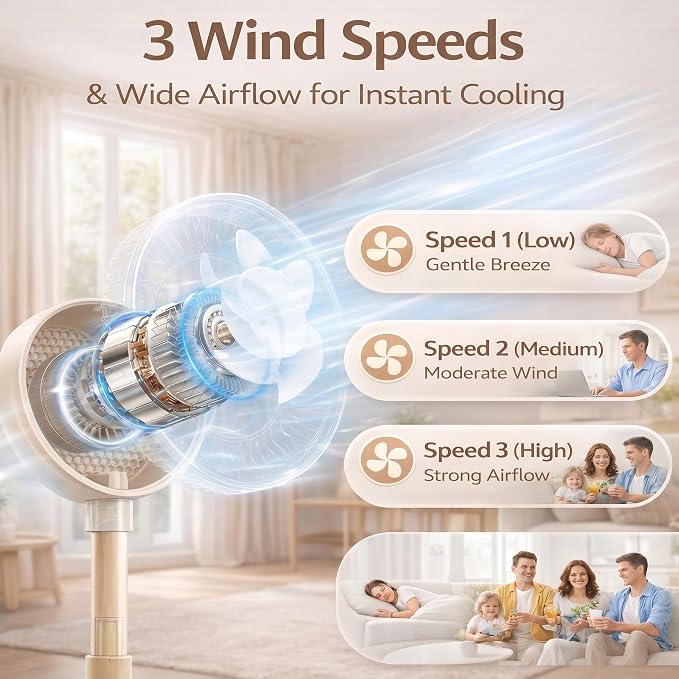 Magnetic Portable Phone Fan, Handheld Small Fan & Phone Holder with 360° Flexible Gooseneck, 3 Speeds, Rechargeable, Pocket Size Summer Cooling for Women, Travel, Beach, Makeup Use (Begie) - Image 6