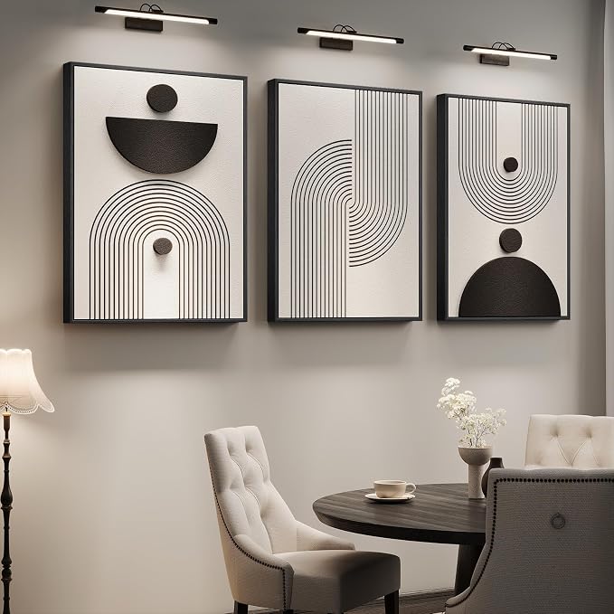 Large 3D Textured Framed Black and White Abstract Wall Art for Living Room, 3 Piece Modern Geometric Paintings, Minimalist Neutral Relief Pictures for Dining Bedroom Hallway Office Wall Decor, 24x36 In - Image 3