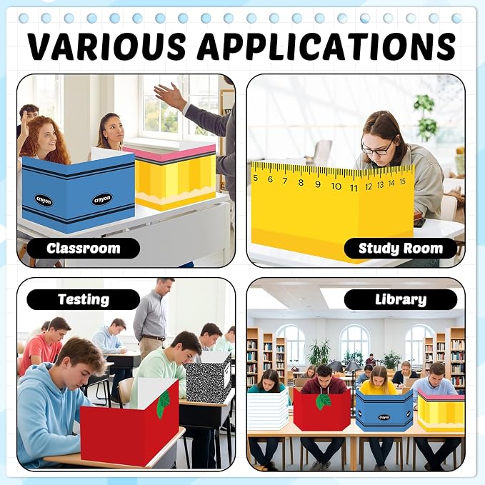 30 Pack Desk Dividers for Students Composition Notebook Pencil Privacy Folder for Students Waterproof Study Carrel Dividers Testing Divider Privacy Classroom Shield Folder Boards for Teacher Supplies - Image 6