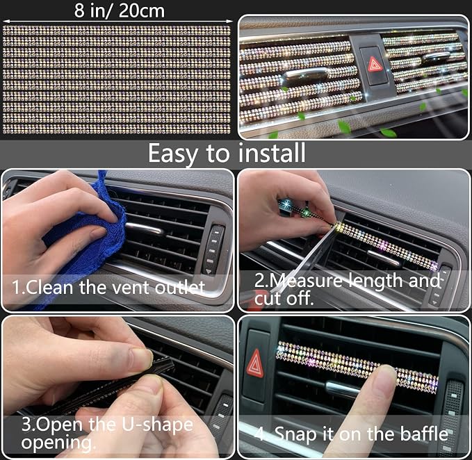 NBTEPEM 27 PCs Multicolor Bling Car Accessories Set for Women, Steering Wheel Covers Universal Fit 15 Inch, Bling License Plate Frame, Bling Phone Holder, Bling Car Coasters - Image 5