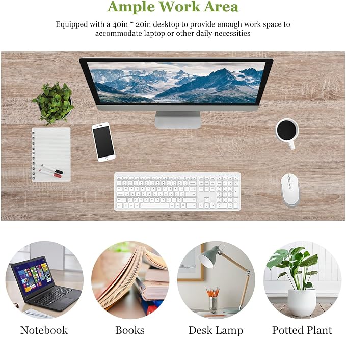 PayLessHere | 39 Inch Computer Desk | Nature | Sturdy Office Desk | Metal Frame, Adjustable Feet | Water-Resistant, Scratchproof Surface | Writing Table for Home Office or Study | Pack of 1 - Image 5
