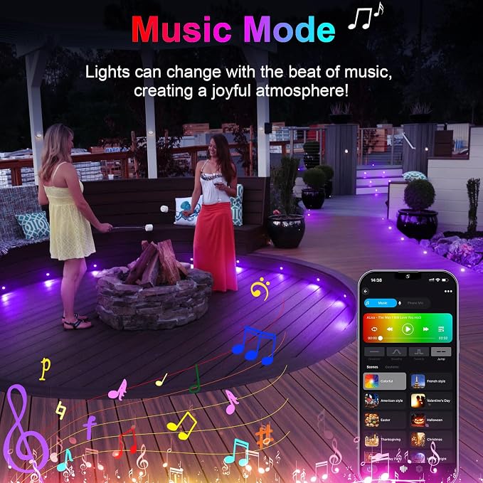 LED Deck Light Kit, 30pcs Φ1.77 WiFi Wireless Smart Phone Control Low Voltage Recessed RGBW Deck Lights with Remote, Voice Control, IP67 Waterproof Outdoor Path Stair Landscape Lighting, Black - Image 5
