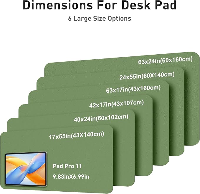 Aothia Faux Leather Desk Mat - Large Mouse Pad, Non-Slip PU Leather Blotter, Waterproof Writing Surface for Office and Home (Olive Green, 63" x 24") - Image 5