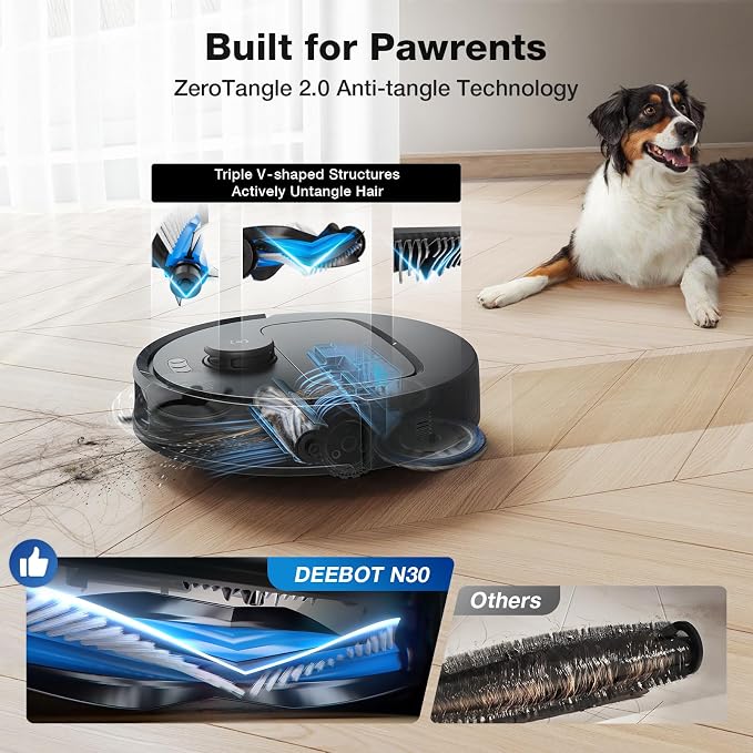 ECOVACS DEEBOT N30 Omni Care Robot Vacuum and Mop, 10000Pa Suction, TruEdge Adaptive Edge Mopping, ZeroTangle 2.0 Technology, Hot Air-Drying, Self-Emptying, Auto-Lift Mopping, Obstacle Avoidance - Image 4