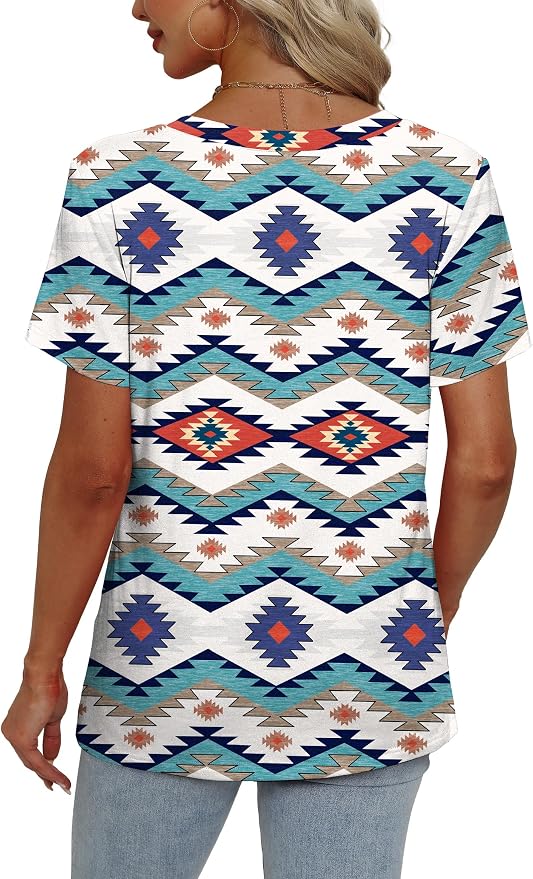 Alaroo Womens Summer Tops 2026 V Neck Short Sleeve Shirts Trendy Dressy Casual Vacation Outfits Printed - Image 5
