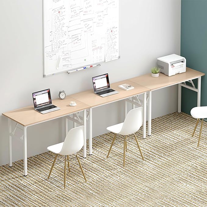 Need Office Computer Desk 47.2x23.6 in Sturdy Folding Laptop Table Pink Oak | White Frame Writing Gaming Work Table/Foldable Home Office Desk/Sewing Table, No Assembly Required - Image 9