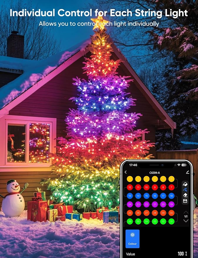 APPECK Outdoor String Lights 76FT with 200 LEDs, RGB Outdoor Patio Lights | IP65 Waterproof Porch String Lights, Color Changing, Scene Modes, for Garden Yard Holiday Party Daily Decor, Alexa Compatible - Image 2