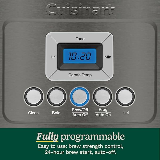 Cuisinart 14-Cup Coffee Maker, Programmable PerfecTemp Glass Carafe Coffee Machine with 1-4 Cup Setting, Brew Strength Control and Pause, Stainless Steel, DCC-3200BKSNAS, Black | 14-Cup Glass Carafe, Perfectemp Heating, 24-Hour Programmability, Brew St... - Image 4