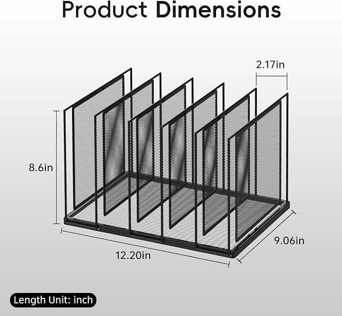 File Organizer for Desk, 5-Section Vertical File Sorter, Paper Holder Organizer Standing Metal File Folder for Office Home Classroom, Black 2 PACK - Image 2
