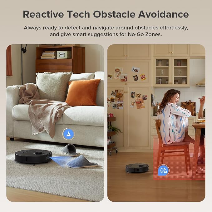 roborock Qrevo Series Robot Vacuum and Mop, Upgraded from Qrevo S | 8000Pa Suction, Anti-Tangle Brushes, Smart Obstacle Avoidance, Auto Mop Washing, All-in-One Dock, Spinning Mop, Black(QV 35A) - Image 7