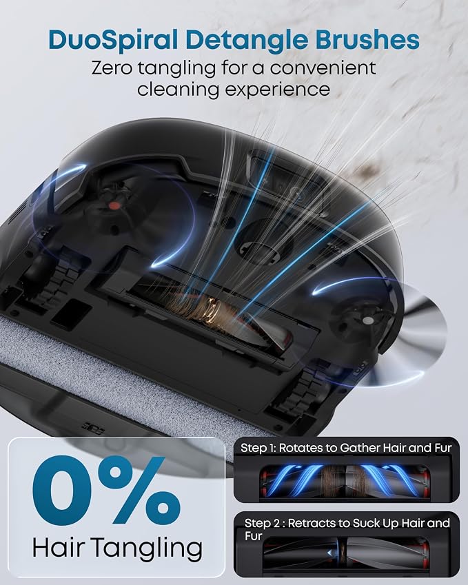 eufy E25 Robot Vacuum and Mop Combo, 20,000 Pa, HydroJet Roller Mop | Extendable Side Brush, Zero-Tangle Design, All-in-One Station, AI Obstacle Avoidance, Edge-to-Corner Cleaning - Image 8
