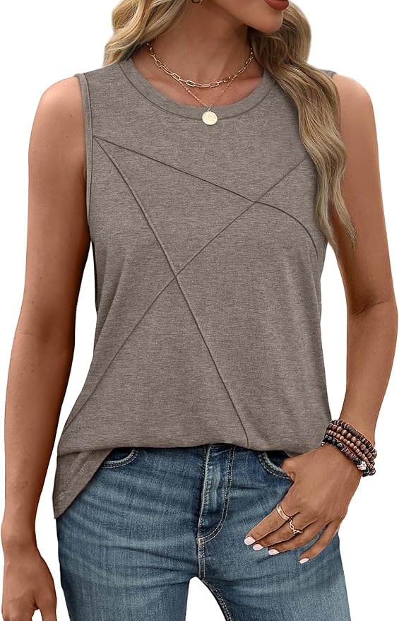 WIHOLL Women's Sleeveless Summer Crewneck Loose Fit Tank Tops - Image 3