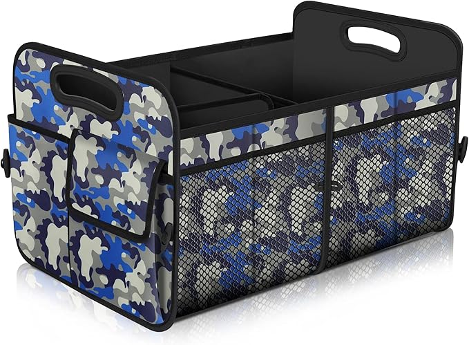 Femuar Car Trunk Organizer with 72L Large Capacity Waterproof Collapsible and 11 Pockets, Trunk Organizer for Car SUV/Jeep/Sedan, Large Size, Blue Camouflage by GuangzhouTailinTechnologyCo