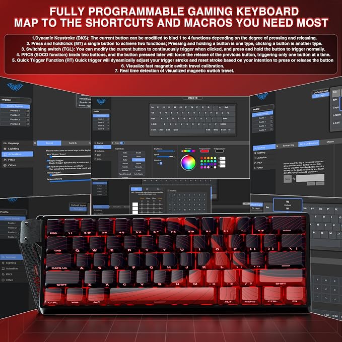 AULA WIN60 HE MAX - 60% Mechanical Gaming Keyboard Wired, Hall Effect Magnetic Switches Hot Swappable, Adjustable Actuation Rapid Trigger Mode, 8000 Hz Polling Rate, 60 Percent Keyboard Compact Design - Image 9