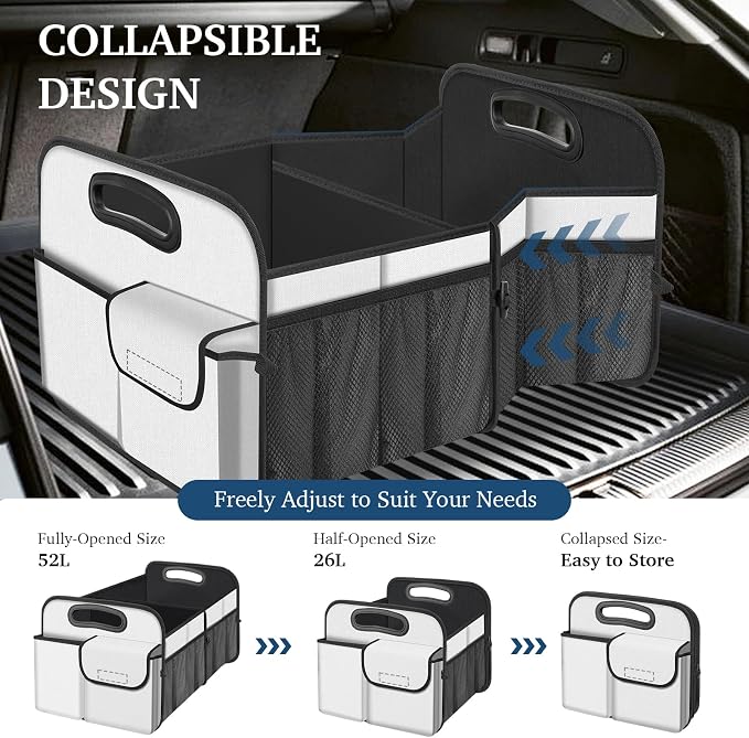 Femuar Car Trunk Organizer, Car Storage Organizer with Large Capacity Waterproof Collapsible Trunk Organizer for Car Suv/Jeep/Sedan (Beige, Standard) - Image 5