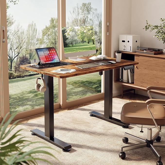 Veken Standing Desk, Brown, 39.4×23.6 Inch - Image 3