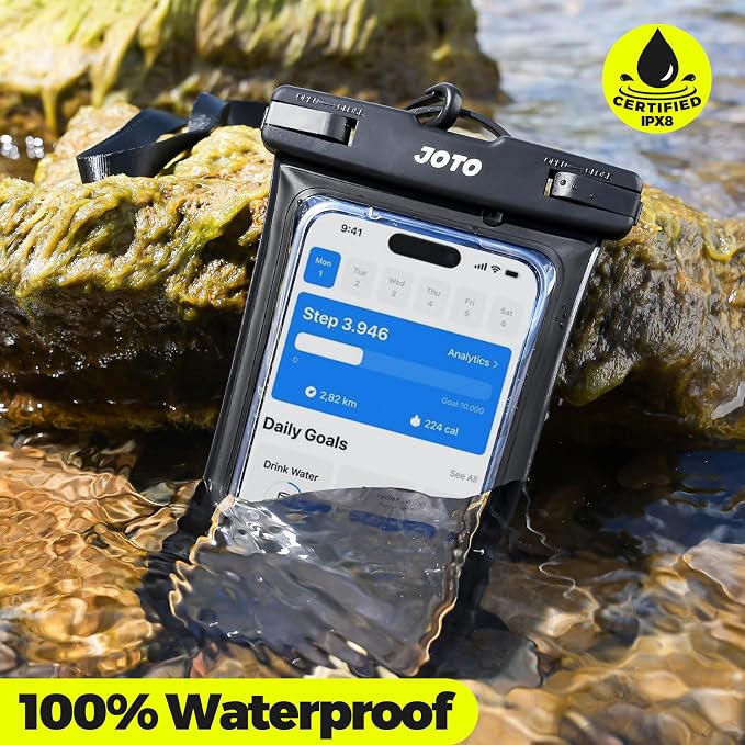 JOTO Up to 7" Universal Waterproof Phone Case for iPhone 17 Air 16 15 14 13 12 11 Plus Pro Max, IPX8 Cellphone Dry Bag XR X SE, Galaxy S23 S22 S21 S20+ S20 S10 Plus Note, Pixel -Black - Image 4