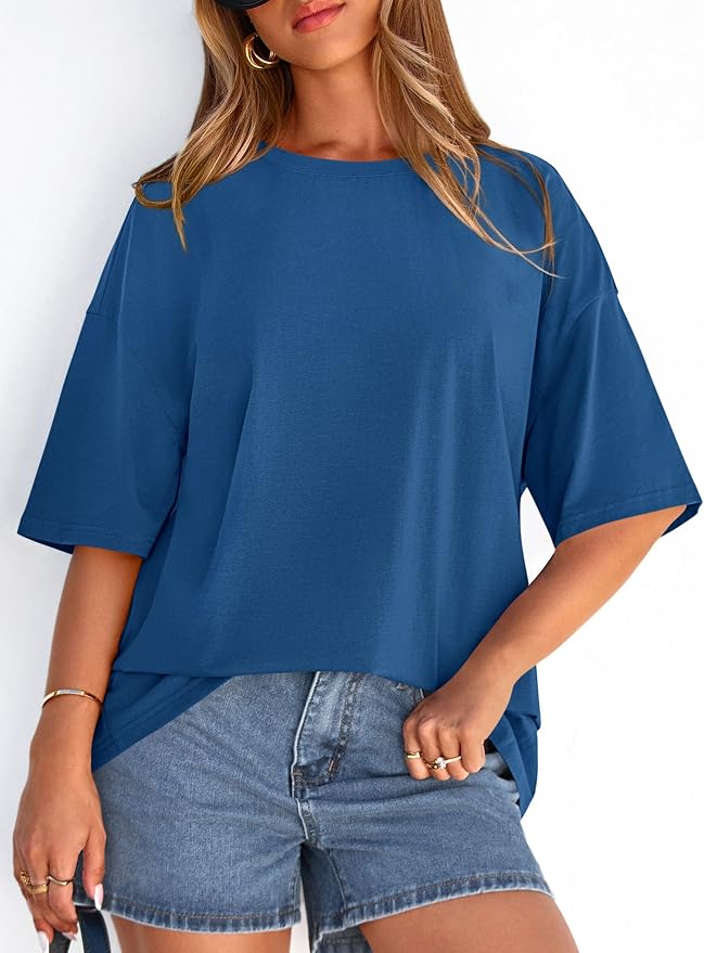 PRETTYGARDEN Womens 2026 Spring Going Out Tops Casual Short Sleeve Crewneck Loose Fit Basic Oversized T Shirts Summer Outfits - Image 2