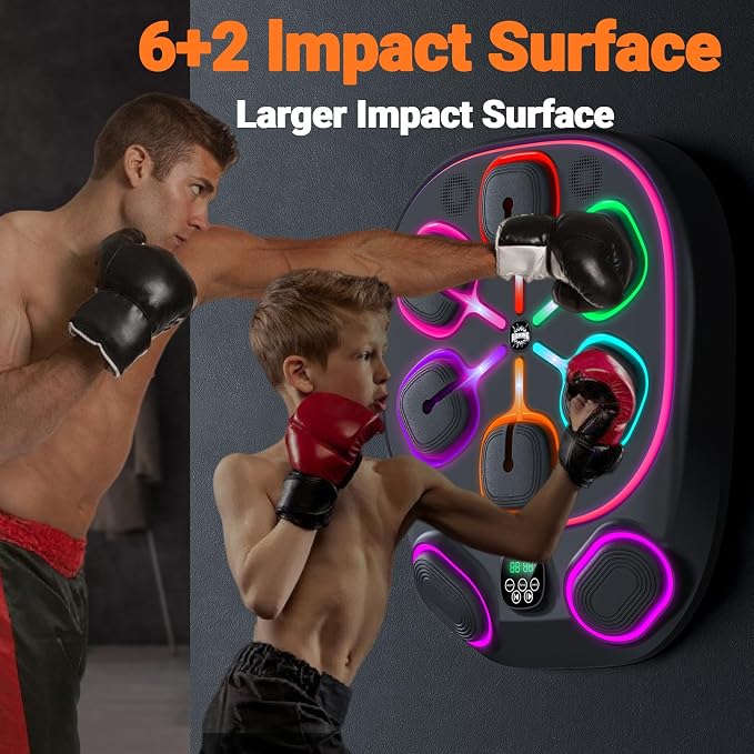 OurStarry Smart Music Boxing Machine for Adults and Kids, Wall Mounted Punching Trainer with Boxing Gloves, LED Electronic Target, 9 Modes and 9 Speeds, Home Gym Workout Equipment - Image 4