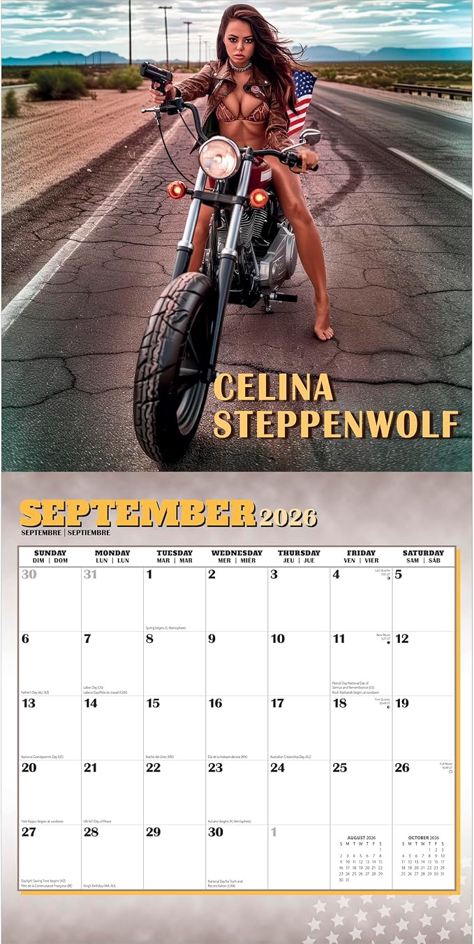 Hot Chicks Cold Steel | 2026 12 x 24 Inch (Hanging) Monthly Square Wall Calendar | LintPrint | Women Weapons - Image 4
