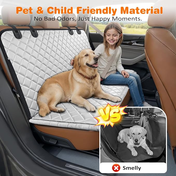 URPOWER Dog Car Seat Cover for Pets 100% Waterproof Seat Cover Hammock 600D Heavy Duty Scratch Proof Nonslip Durable Soft Back Seat Covers for Cars and SUVs - Image 7