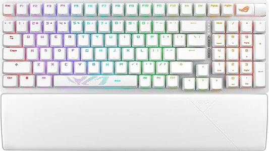 ASUS ROG Strix Scope II 96 Wireless Mechanical Gaming Keyboard – 96% Full-Size, Tri-Mode Connectivity, Hot Swappable Pre-lubed ROG NX Storm Clicky Switches, PBT Keycaps, RGB, PC/Mac Support - White by Unknown