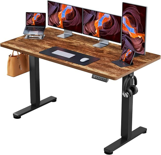 ErGear Height Adjustable Electric Standing Desk, 55 x 28 Inches Sit Stand up Desk, Memory Computer Home Office Desk, Vintage Brown by ErGear