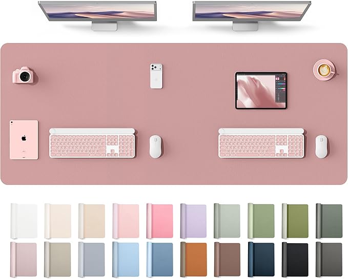 YSAGi Leather Desk Protector, Office Mat, Large Mouse Mat, Non-Slip PU Leather Blotter, Laptop Desk Mat, Waterproof Writing Pad for Office and Home(Pale Mauve, 63" x 24") by YSAGi