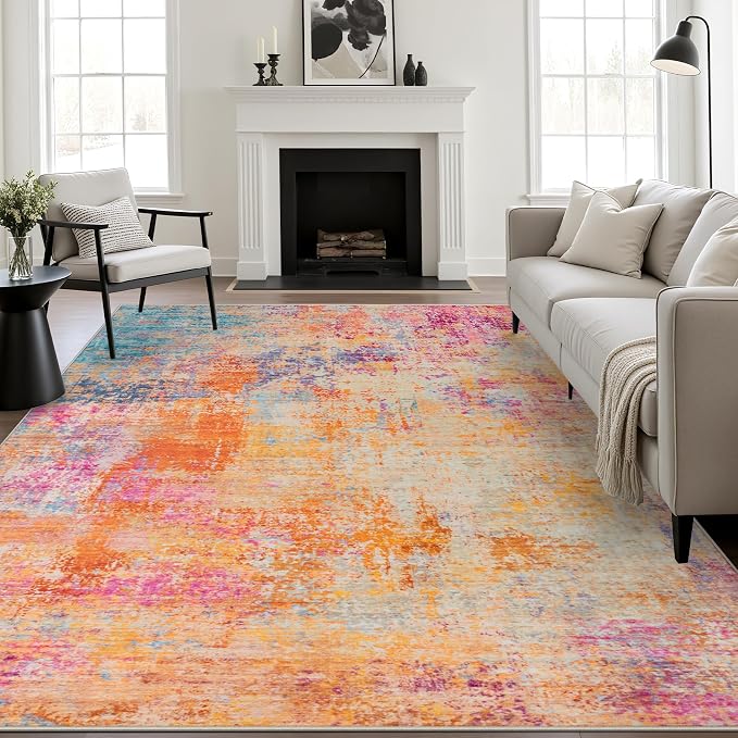 5x7 Area Rug Living Room Rug: Washable Modern Abstract Soft Thin Rug Indoor Floor No Slip Carpet for Bedroom Dining Room Farmhouse Nursery Home Office - Galaxy Haze - Image 2